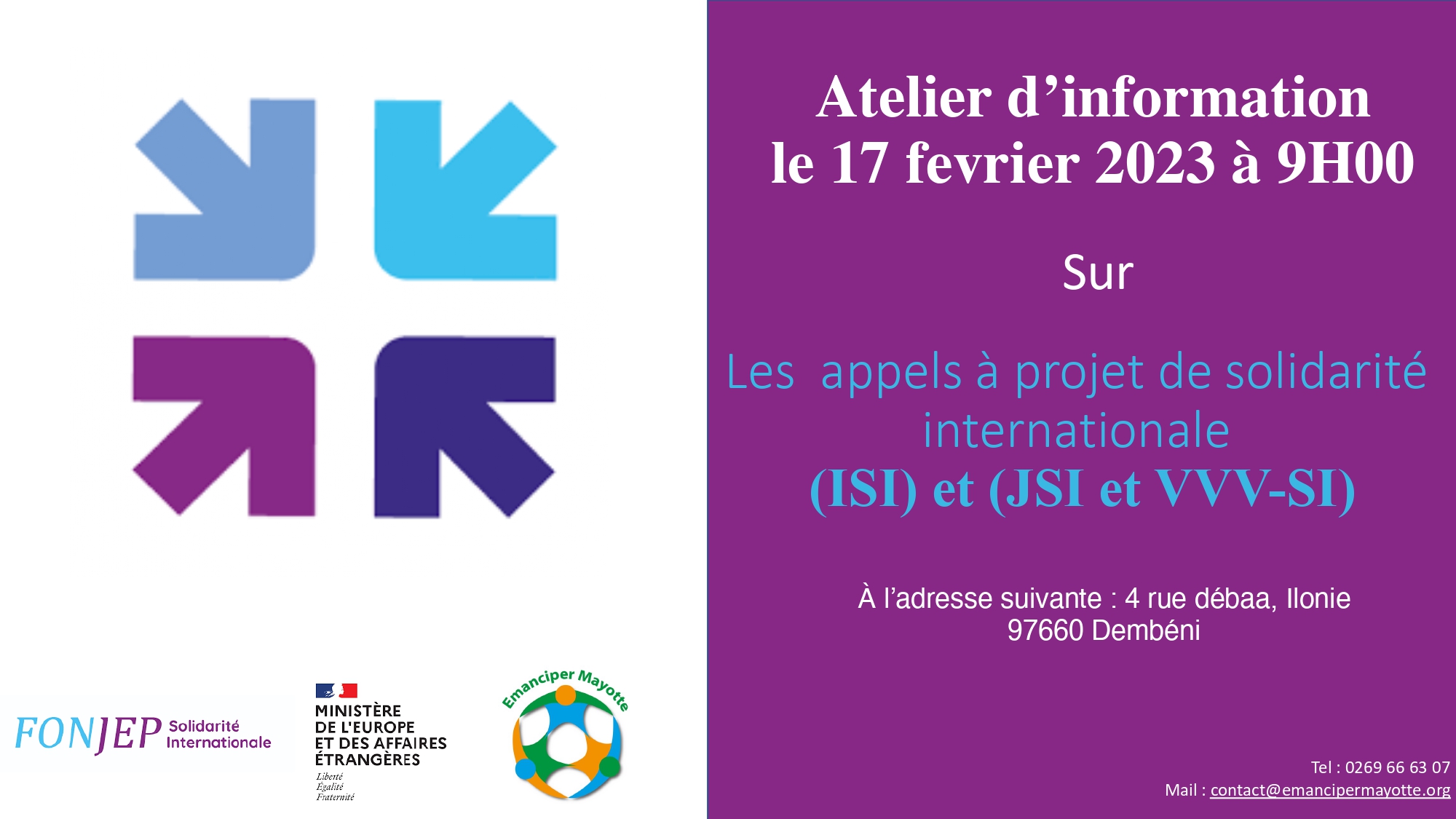 Séminaire d'infiormation sur les appels à projets de solidarité internationale 2023 - JSI_VVSI_ISI 