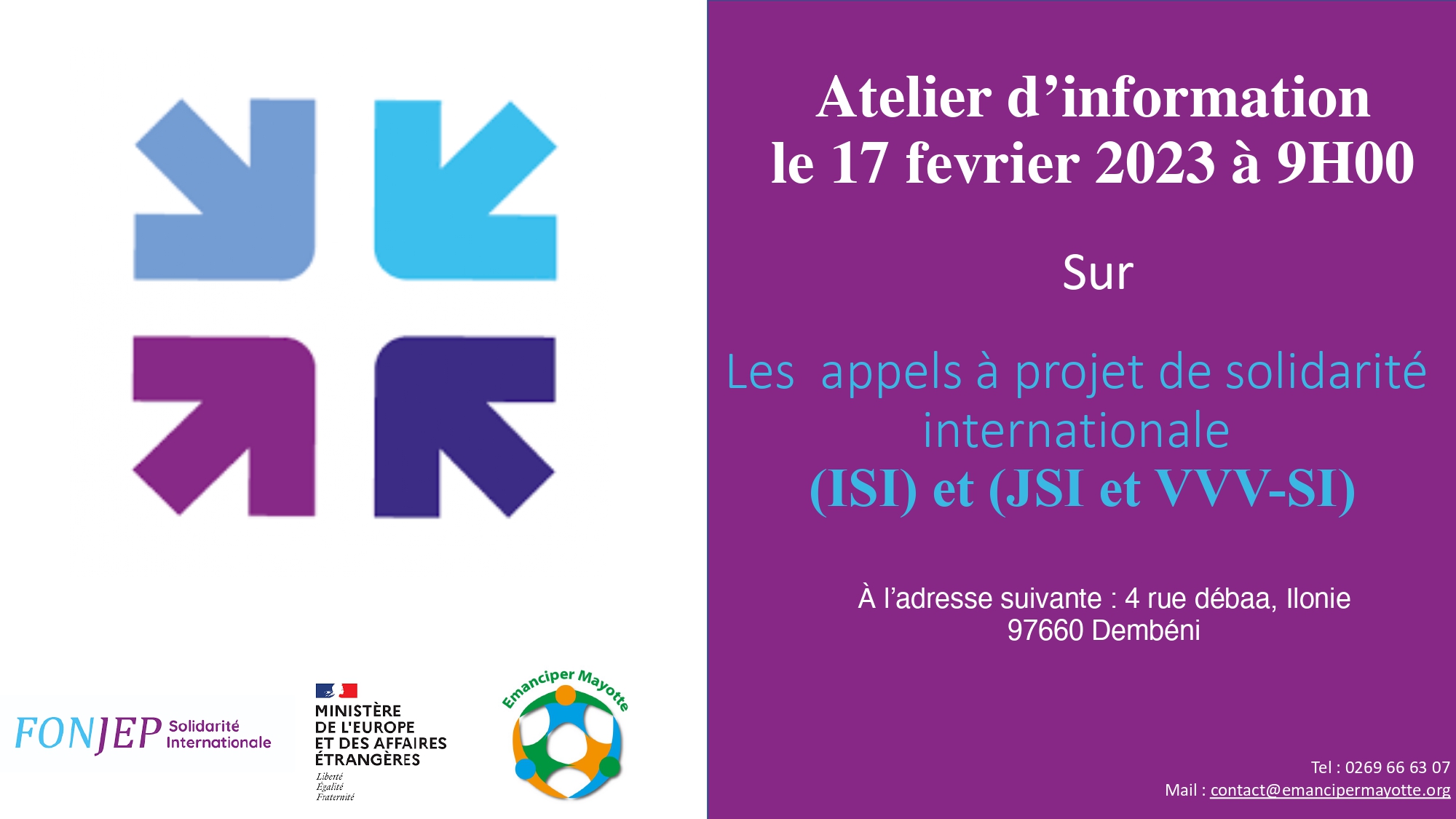 Séminaire d'infiormation sur les appels à projets de solidarité internationale 2023 - JSI_VVSI_ISI